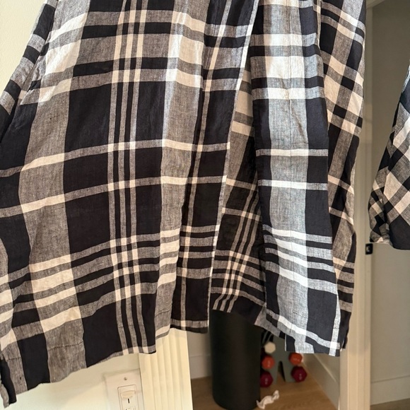 FLAX 100% Linen Lagenlook Co Ord Set Plaid Long Line Tunic & Pull On Skirt Med - Picture 4 of 13